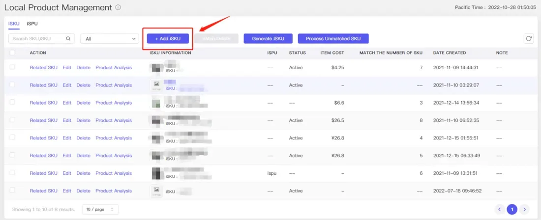 tool4seller use the Local Product Management and Local Product Analysis interface showing local Product Management and TERT FORMATION.