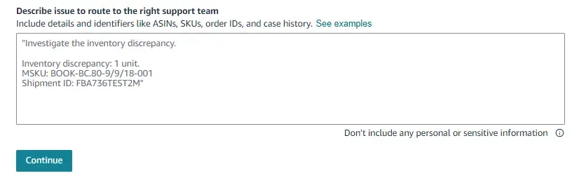tool4seller interface showing Enter content such as 'Request to remeasure the product dimensions', and then click.