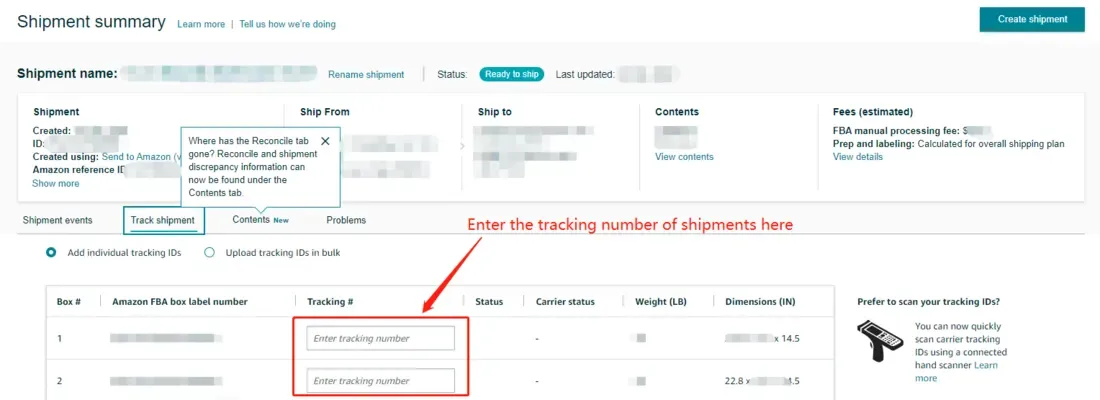 tool4seller use the Shipments Manager to track my packages interface showing shipment summary con naw and Telus ow ne ding.