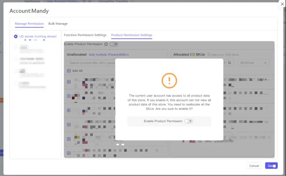 tool4seller Product Permission Setting.