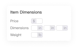 Item dimensions screenshot in Tool4seller Chrome extension