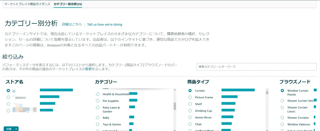 tool4sellerブログ カテゴリー別分析 マーケットプレイス商品ガイダンスーカテゴリー別分析詳細