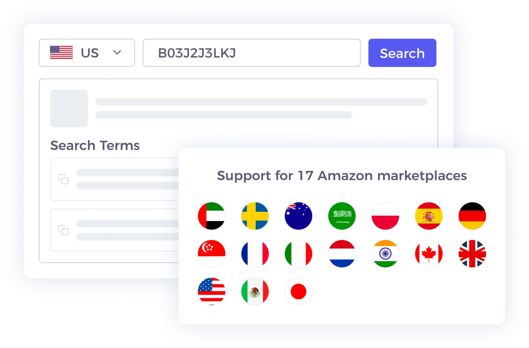 主要Amazonマーケットプレイスに対応する検索キーワード調査イメージ